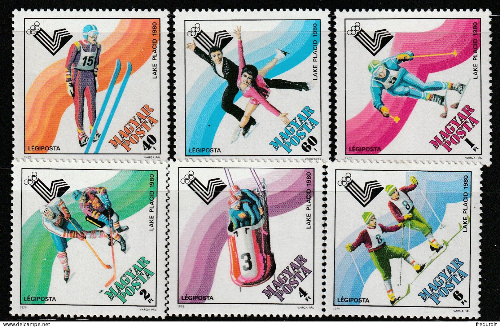 HONGRIE - Poste Aérienne N°422/7 ** (1979) Jeux Olympiques D'hiver à Lake Placid - Neufs