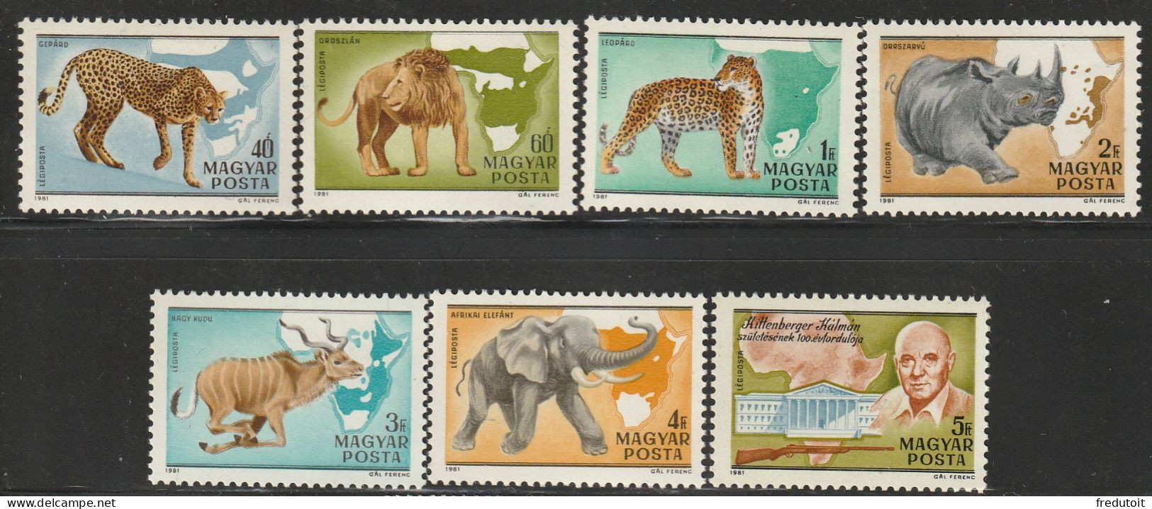 HONGRIE - Poste Aérienne N°436/42 ** (1981) Animaux - Ongebruikt