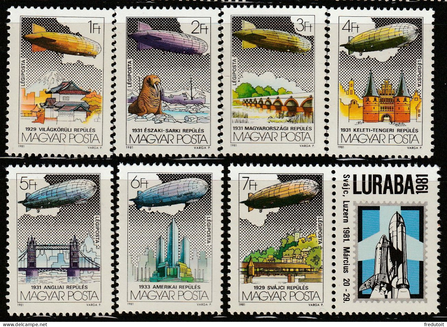 HONGRIE - Poste Aérienne N°443/9 ** (1981) "Luraba'81" - Ungebraucht