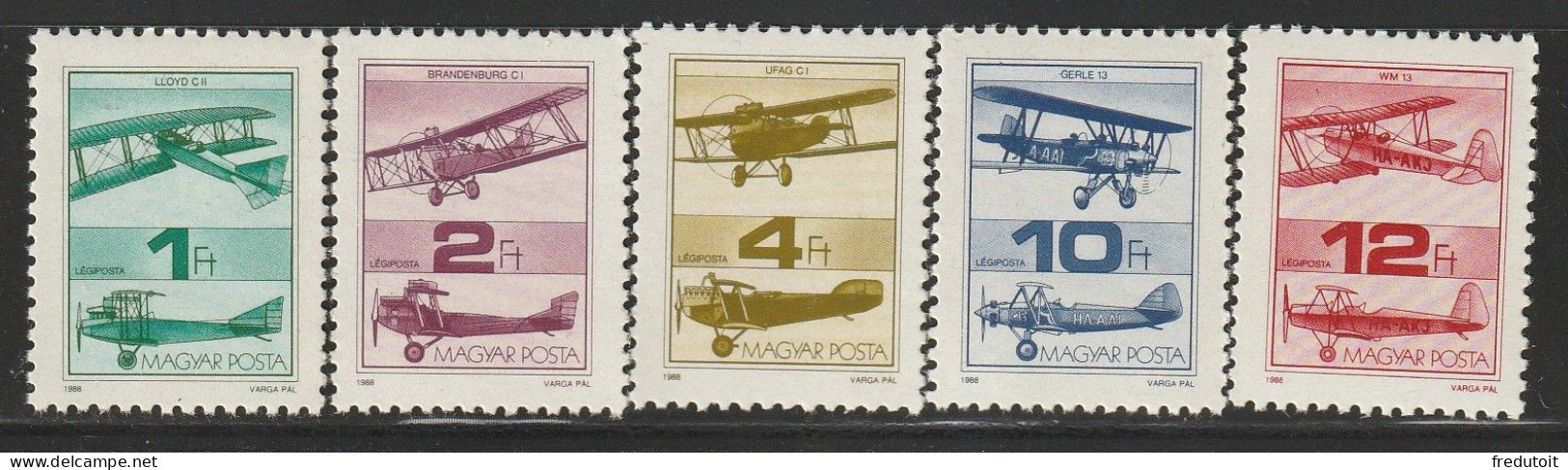 HONGRIE - Poste Aérienne N°459/63 ** (1988) Aviation - Nuevos