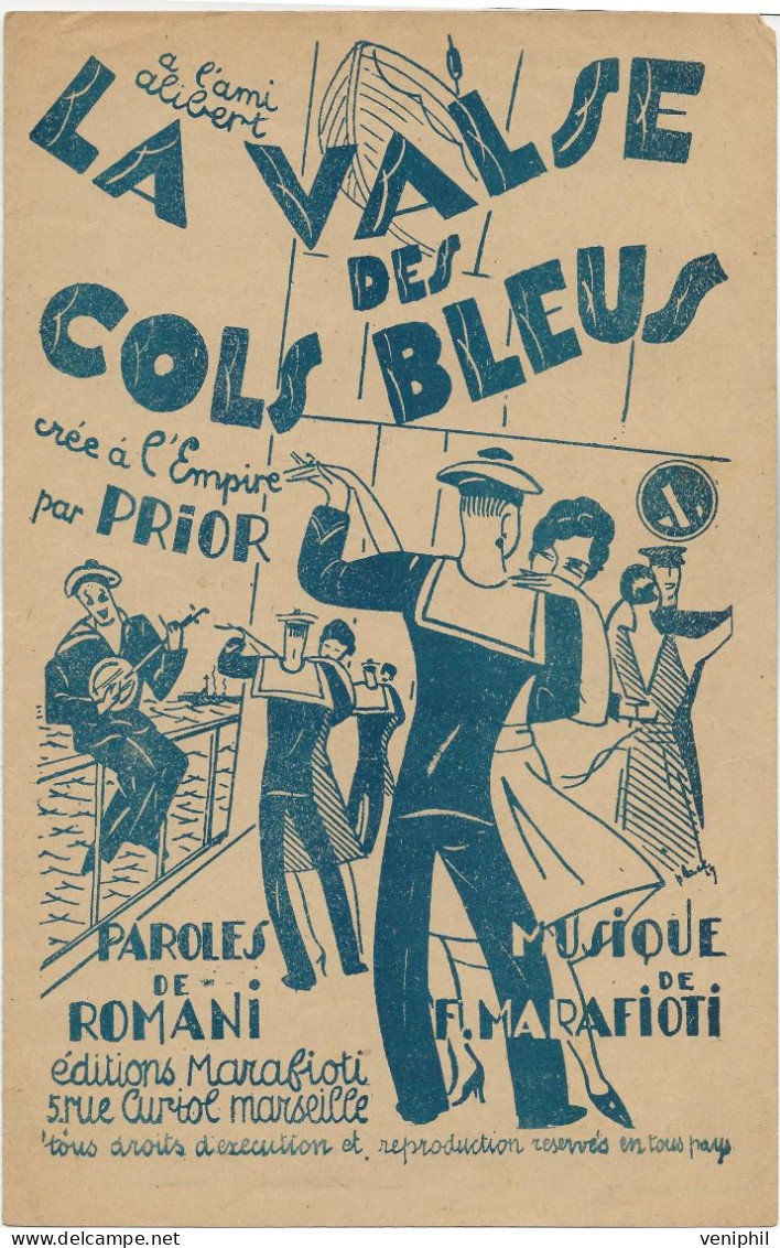 PARTITION -  LA VALSE DES COLS BLEUS - PAROLES DE ROMANI - EDITIONS  MARAFIOTI - Partitions Musicales Anciennes