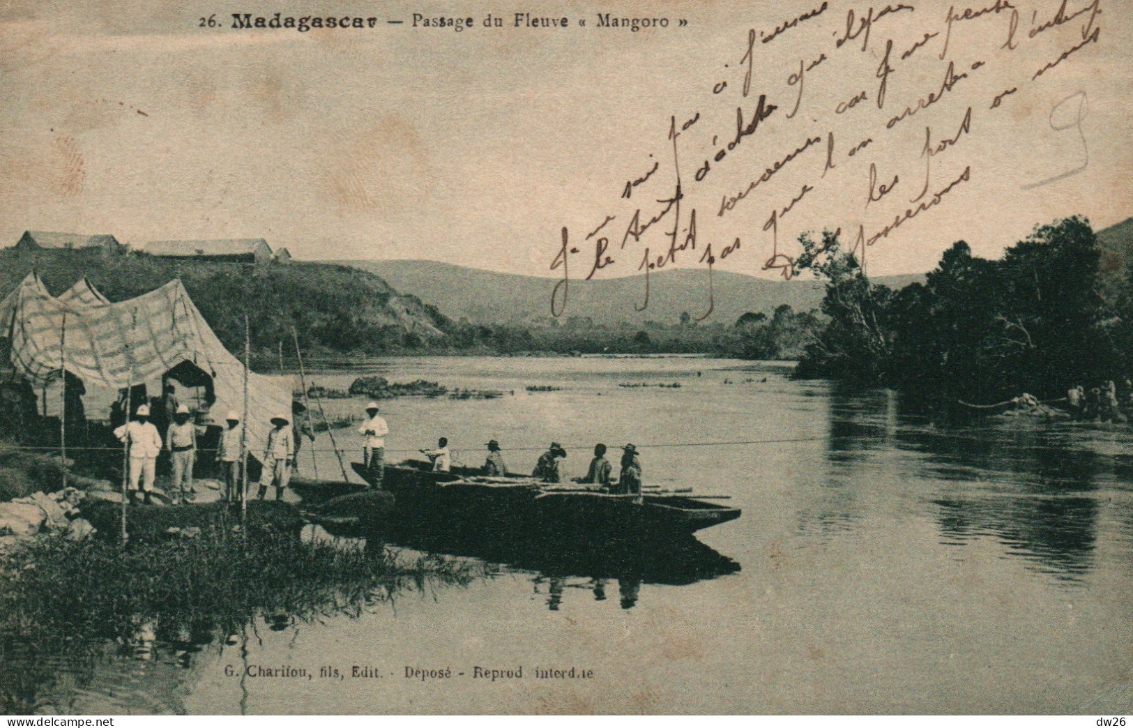 Madagascar: Passage Du Fleuve Mangoro - Pirogue, Et Colons - Edition G. Charifou - Carte N° 6 - Madagascar