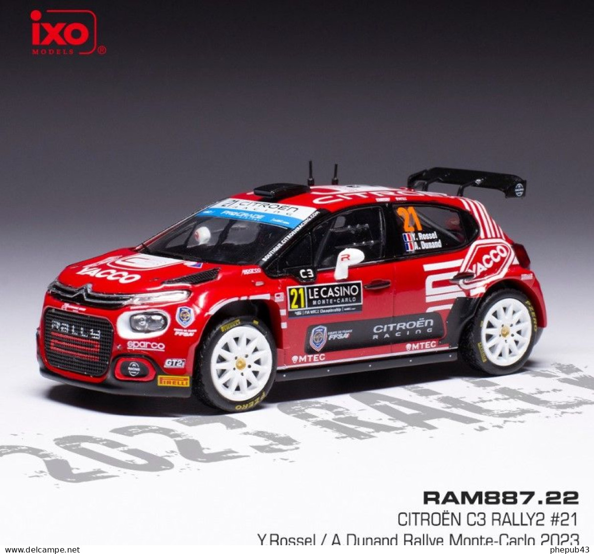 Citroën C3 Rally2 - Rallye Monte-Carlo 2023 #21 - Y. Rossel/A. Dunand - Ixo - Ixo