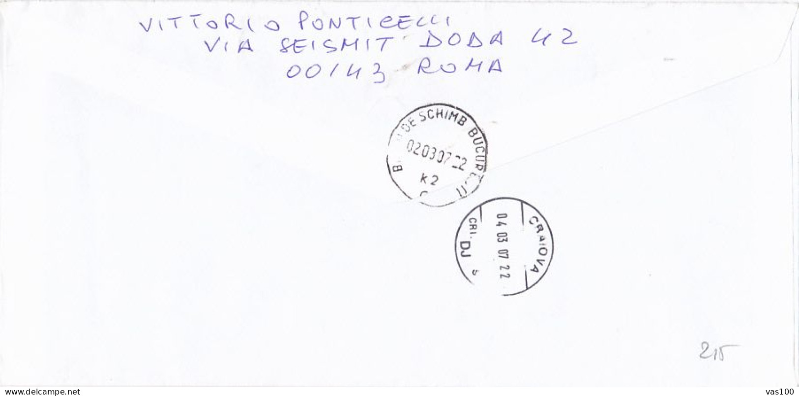 POPES, SAN PIETRO SQUARE AND BASILICA, FINE STAMPS ON REGISTERED COVER, 2007, VATICAN - Lettres & Documents