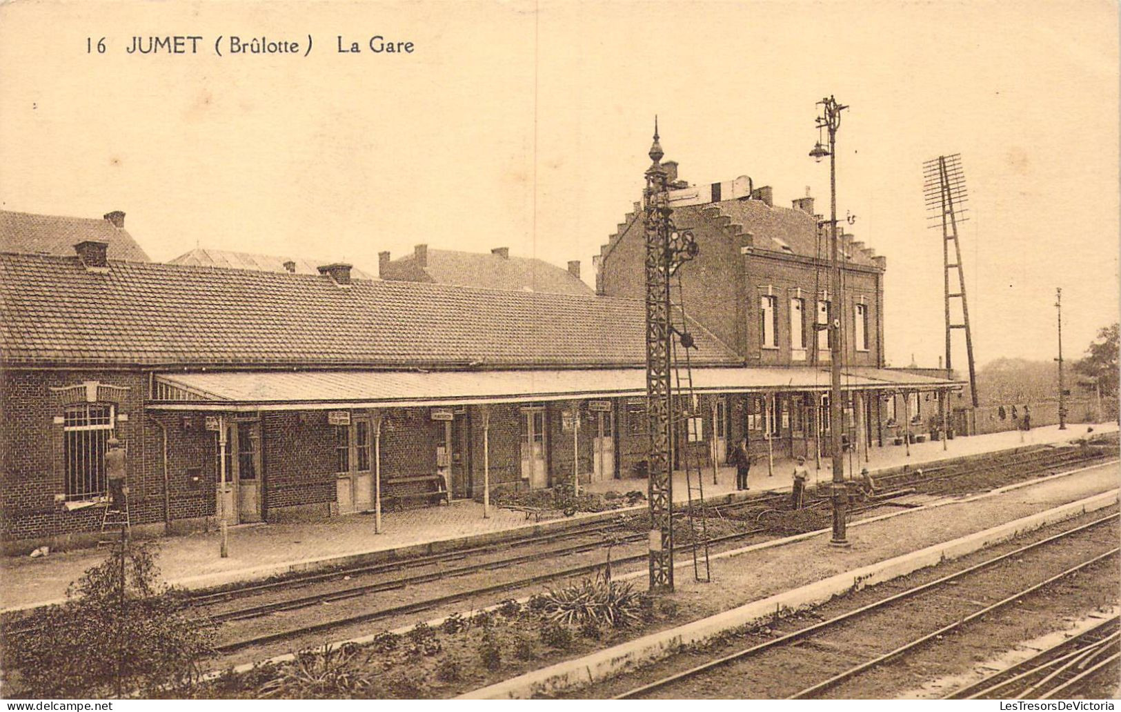 BELGIQUE - Jumet Brulotte - La Gare - Carte Postale Ancienne - Charleroi