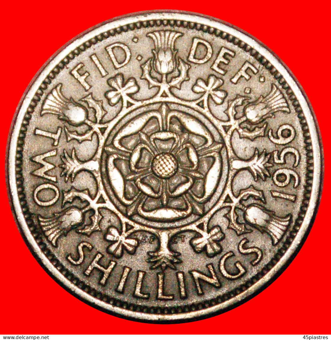 * TUDOR ROSE (1954-1970): UNITED KINGDOM FLORIN 1956! GREAT BRITAIN! ELIZABETH II (1953-2022)!· LOW START · NO RESERVE! - J. 1 Florin / 2 Schillings