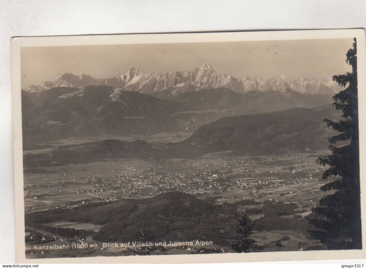 D3969) KANZELBAHN 1500m - Blick Auf VILLACH U. Julische Alpen - ALT!  1931 Gel. Sattendorf - Ossiachersee-Orte