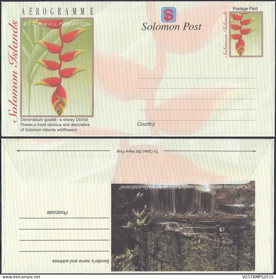 îles Salomon 1994 - Entier Postal Sur Aérogramme. Theme: "Orchidée"-"Chutte D' Eau" "Cascades" ...  (VG) DC-11882 - Islas Salomon