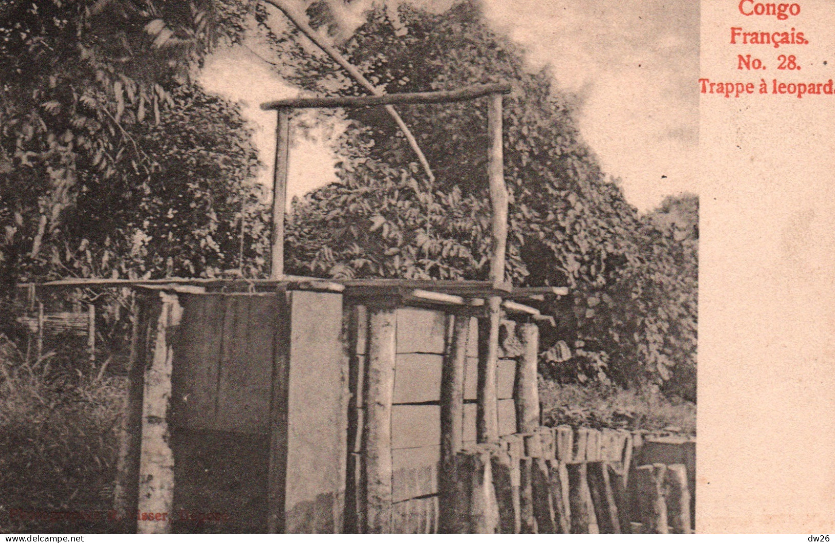 Congo Français - Une Trappe à Léopard - Photo Visser - Carte Dos Simple N° 28 Non Circulée - Congo Francese