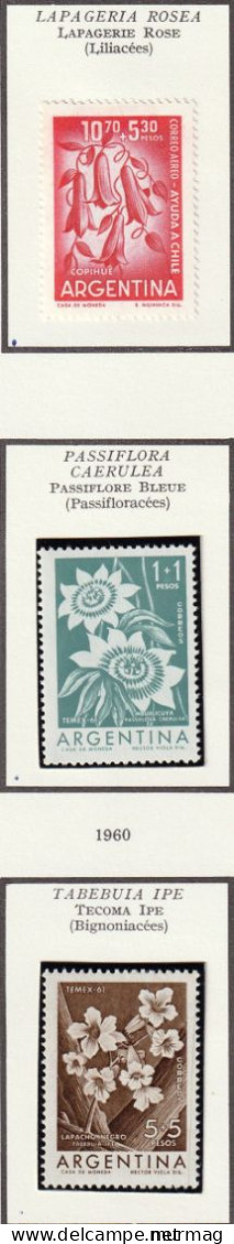 ARGENTINE - Fleurs, Glowers, Erythrine, Lapagerie, Passiflore - 1960 - MNH Et MH - Nuevos