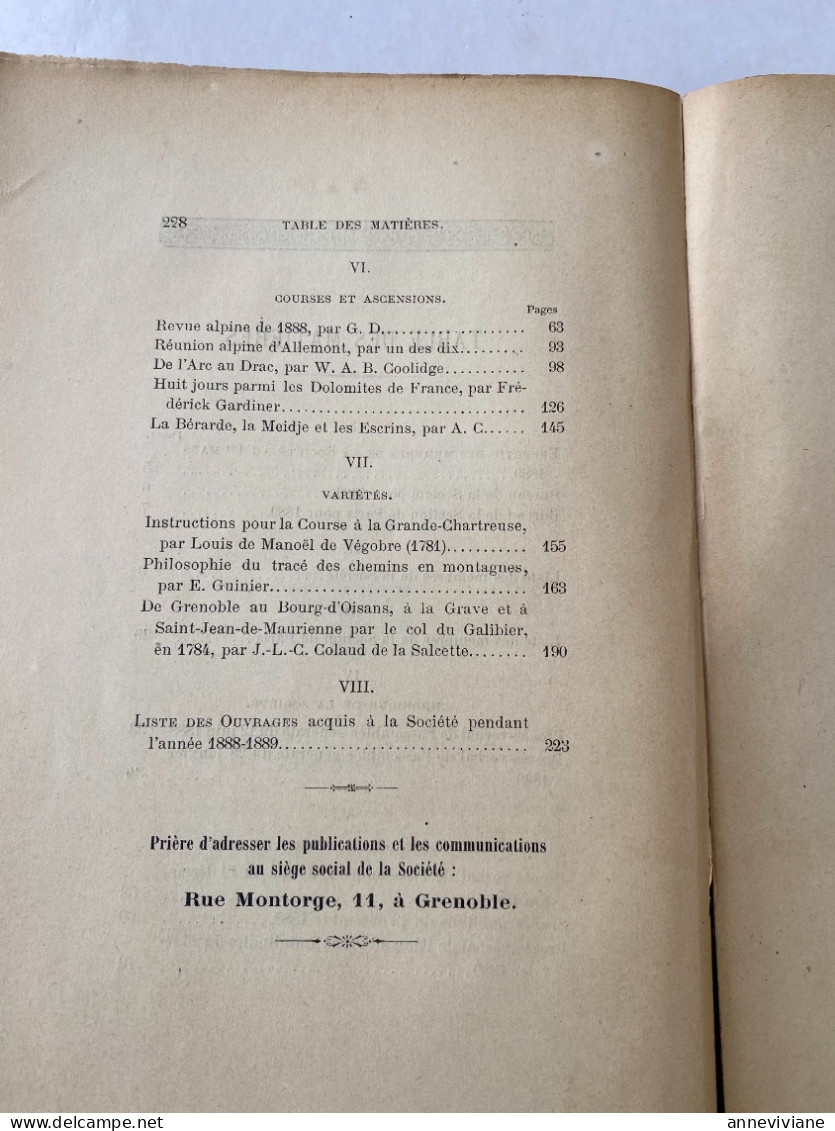 Annuaire No 14 1888 Société Des Touristes Du Dauphiné - Rhône-Alpes