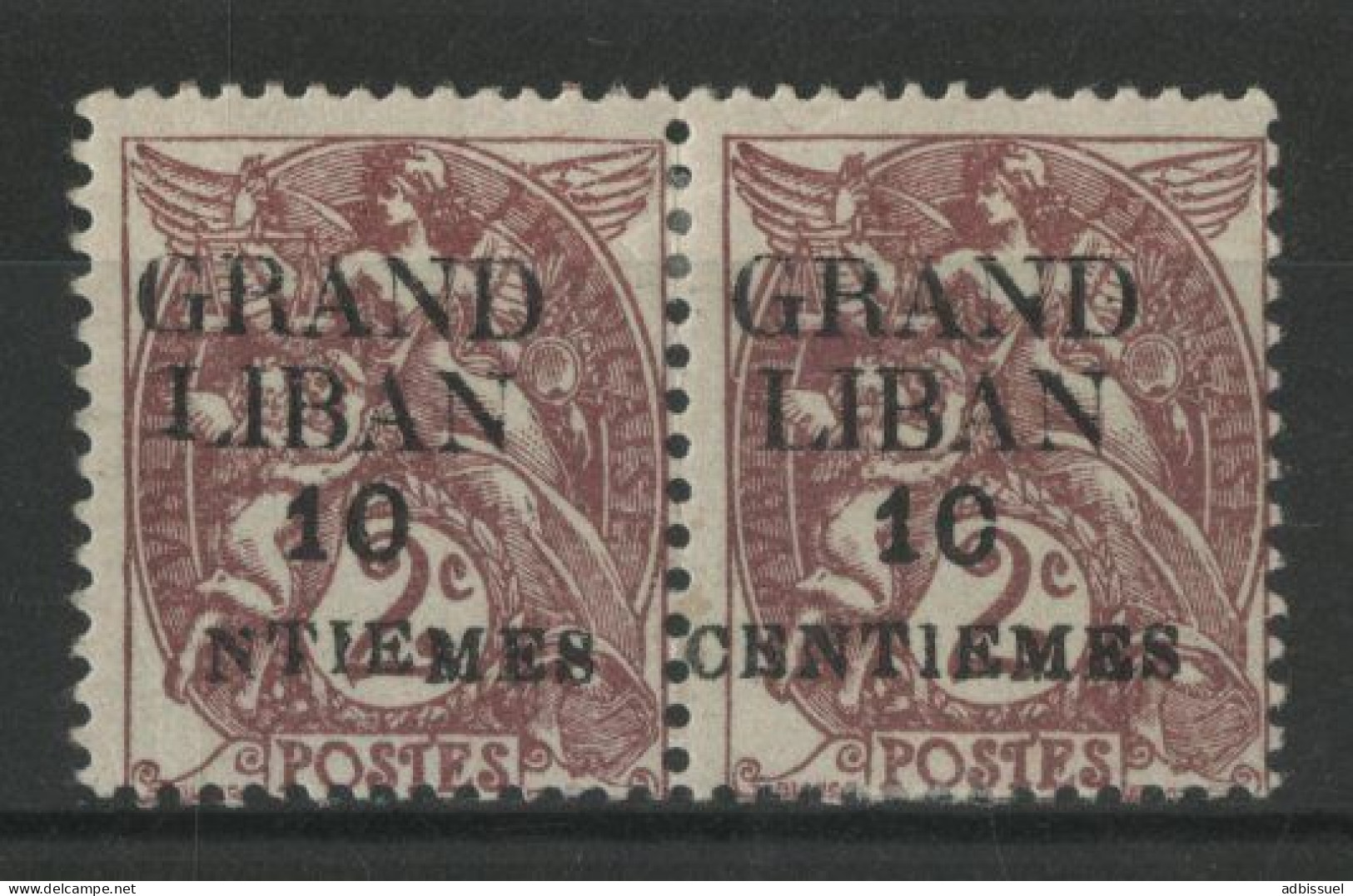 GRAND LIBAN N° 1 Ba Cote 130 € PAIRE AVEC VARIETE "NTIEMES" Tenant à Un Timbre Normal Neuf * (MH) Type Blanc - Neufs