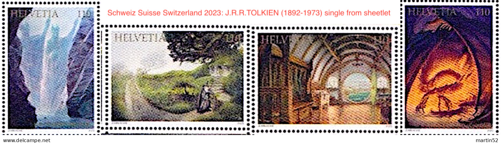 Schweiz Suisse Switzerland 2023: J.R.R.TOLKIEN (1892-1973) Single From Sheetlets Selbstklebend Autocollant Self-adhesive - Mythologie
