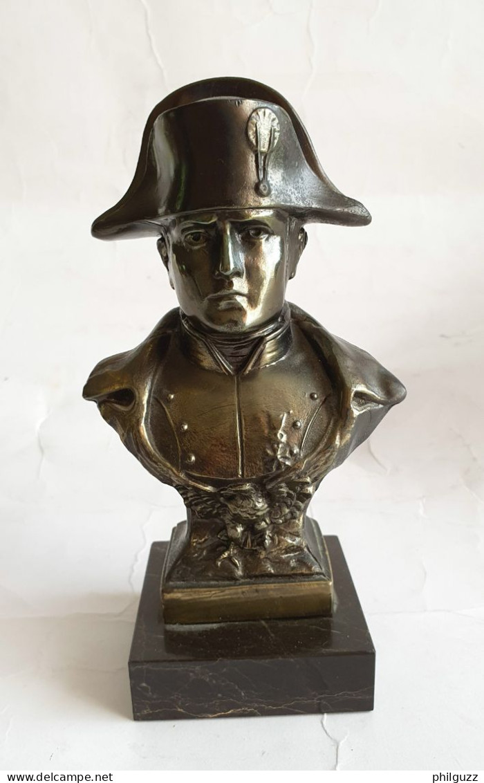 BUSTE STATUE NAPOLEON BONAPARTE En Régule Doré Signé RUFFONY 17 Cm - Metaal