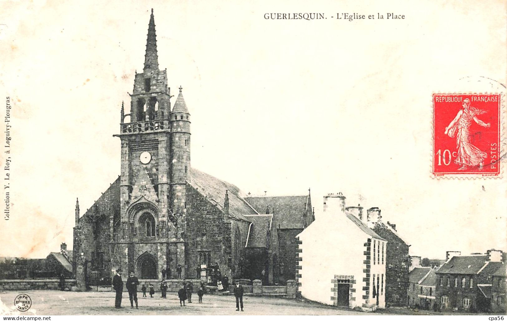 Guerlesquin - L'Église Et La Place - Vers 1906 - VENTE DIRECTE X Coll Y. LE ROY - Guerlesquin