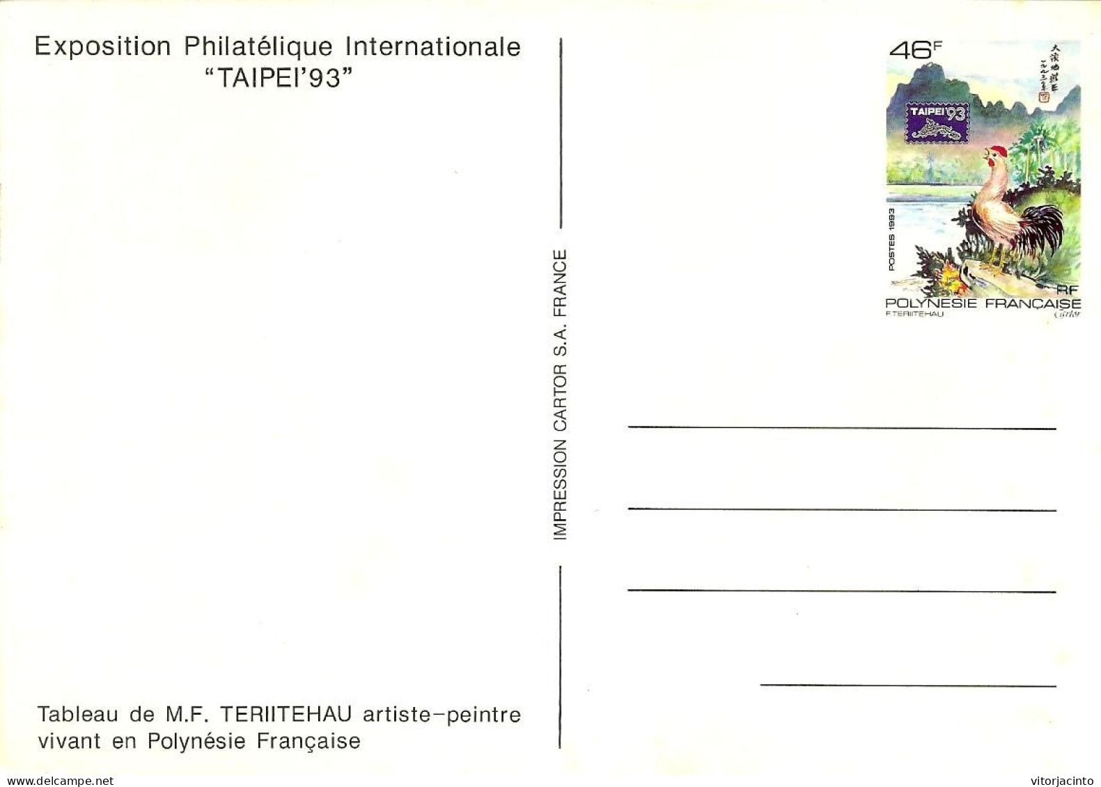 French Polynesia - PAP - Exposition Philatélique Internationale "TAIPEI'93" - Enteros Postales