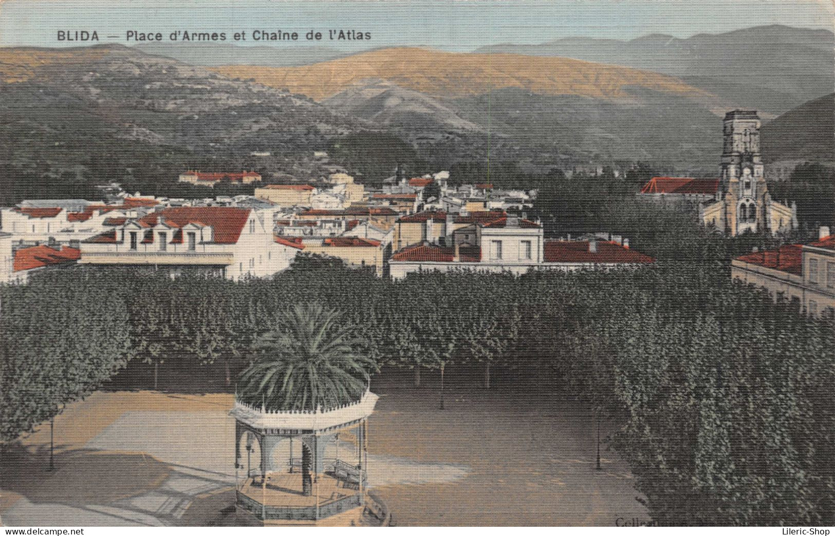 BLIDA Place D'Armes Le Kiosque à Musique, Et La Chaîne De L'Atlas -  CPA 1920 - Blida