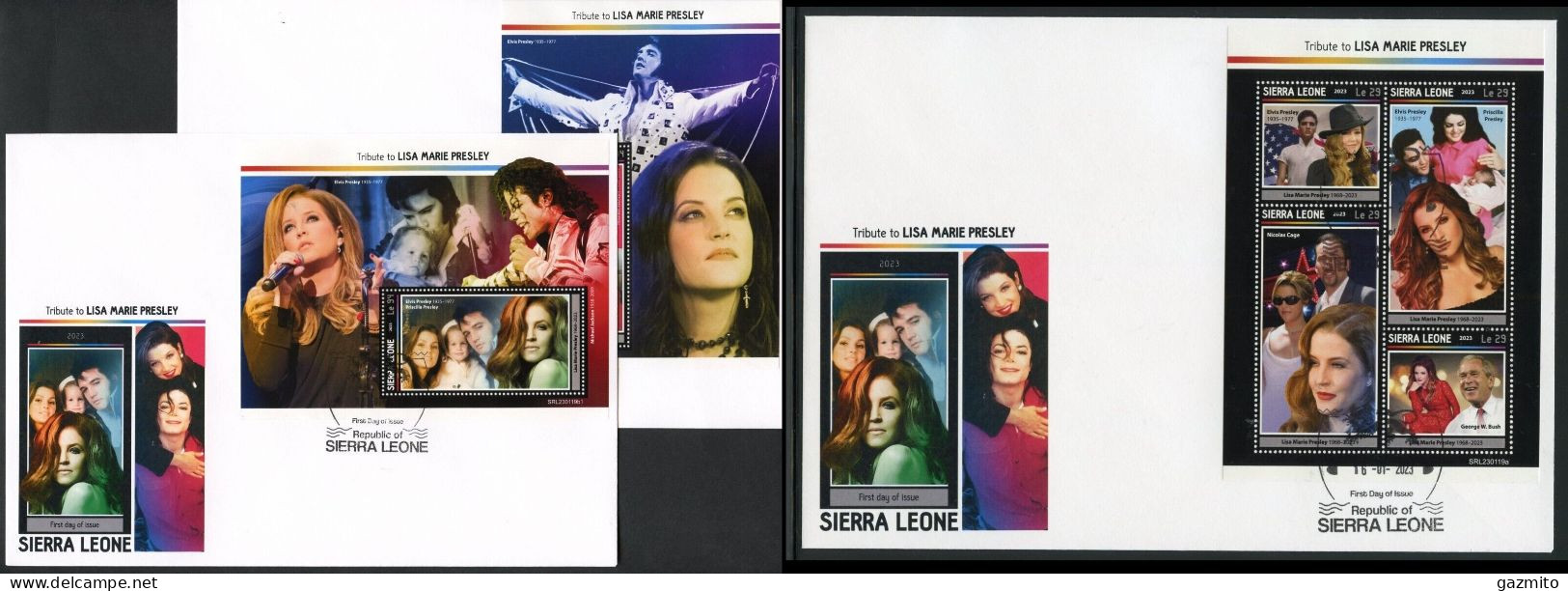 Sierra Leone 2023, Music, Lisa Presley, 4val In BF+2BF In 3FDC - Elvis Presley