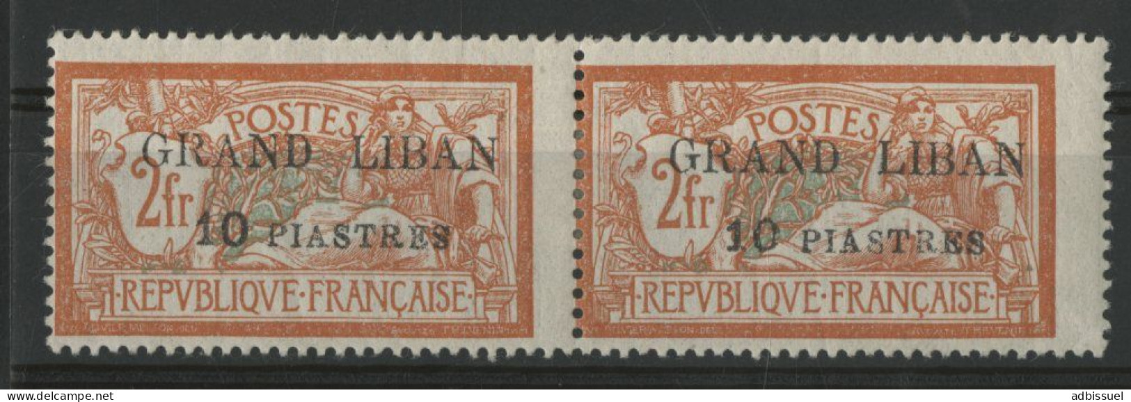 GRAND LIBAN N° 13 + 13c PAIRE Avec VARIETE "S" Renversé Cote 103 € Neufs * (MH) TB - Nuevos