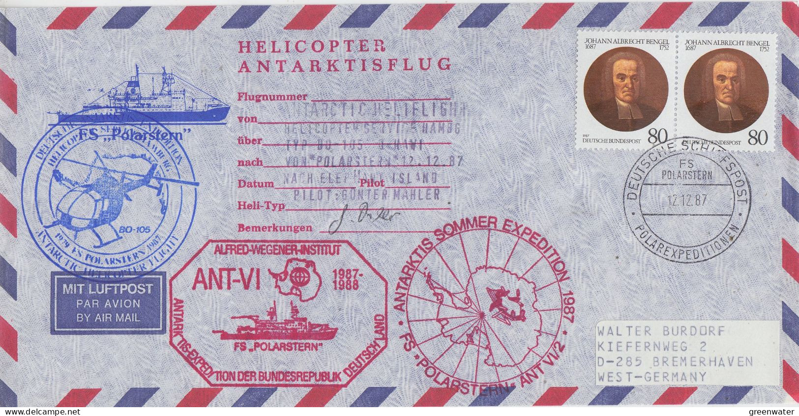 Germany  Heli Flight From Polarstern To Elephant Island 12.12.1987 (ET199A) - Vols Polaires