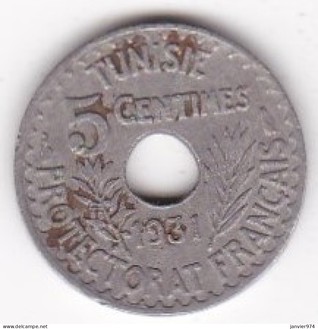 Protectorat Français 5 Centimes 1931 , Cupro Nickel, Petit Module, Lec# 91 - Tunisie