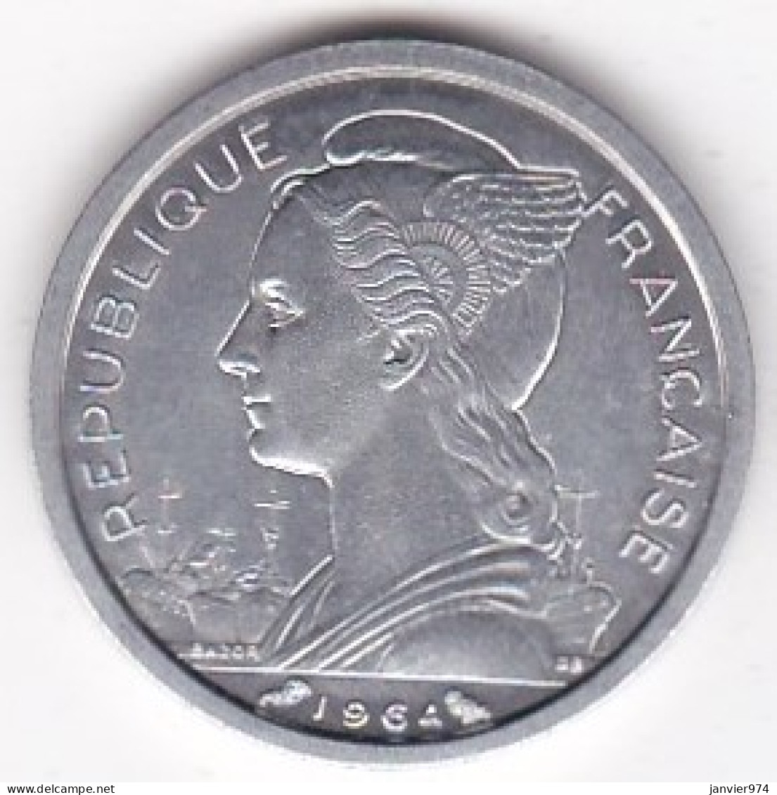 Ile De La Réunion 1 Franc 1964 Chouette, En Aluminium , Lec# 54 , Unc , Neuve - Reunión