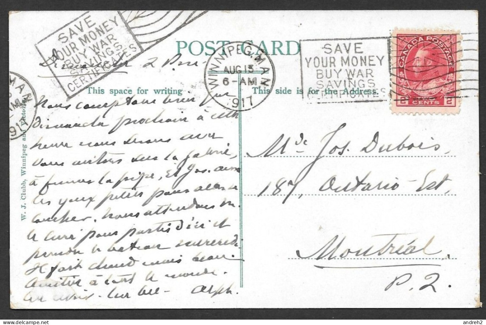 Winnipeg  Manitoba - C.P.A. St Andrews Locks - Animated - Postmarked 1917 With A Nice Stamp - By W.J. Clubb - Winnipeg