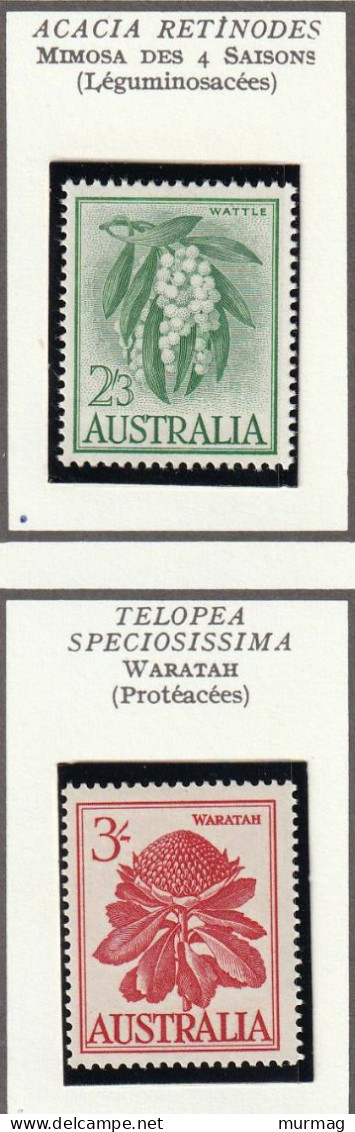 AUSTRALIE - Fleurs, Flowers, Mimosa, Waratah, Fleur De Flanelle - Y&T N° 256-260 - 1958-60 - MNH - Neufs