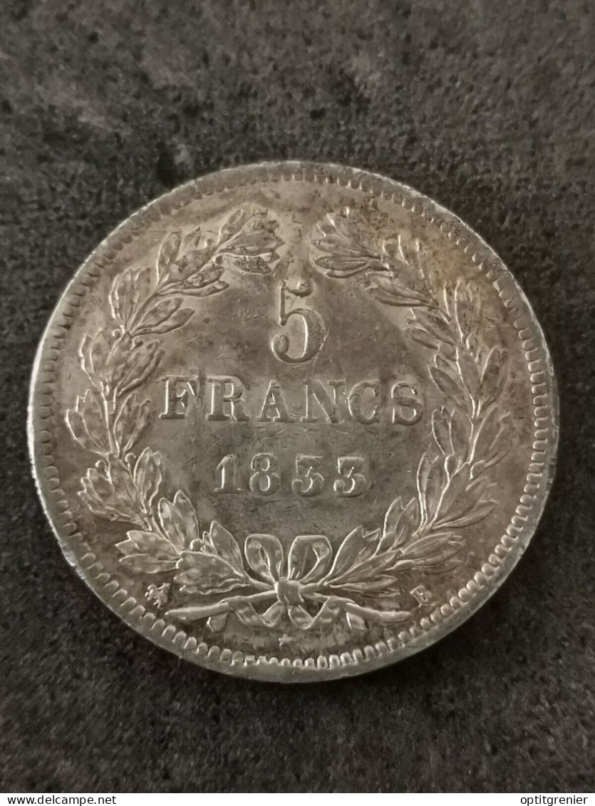 5 FRANCS ARGENT LOUIS PHILIPPE I 1833 B ROUEN DOMARD 2è RETOUCHE / SILVER - 5 Francs