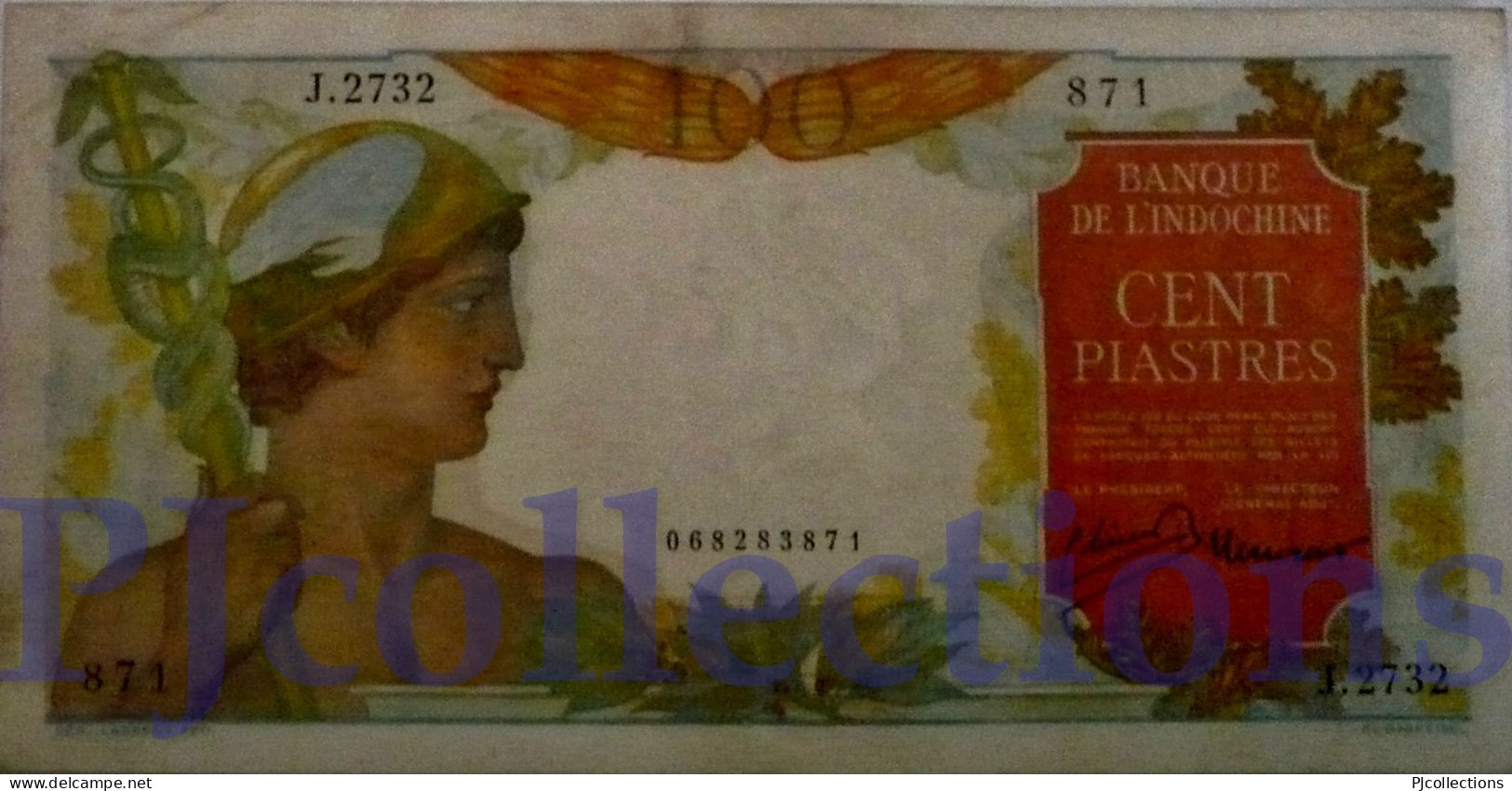 FRENCH INDOCHINA 100 PIASTRE 1947/49 PICK 82b AU- - Indochina