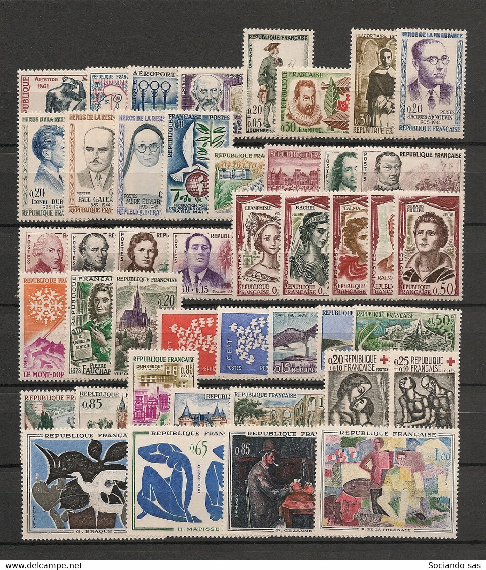 FRANCE - Année Complète 1961 - N°Yv. 1281 à 1324 - Complet - Neuf Luxe ** / MNH / Postfrisch - 1960-1969