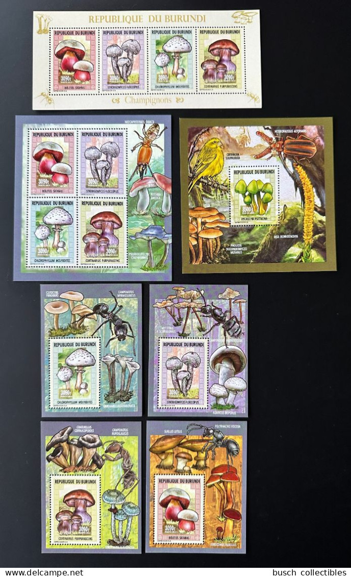 Burundi 2014 / 2015 Mi. 3548 - 3552 Bl. 547 - 551 Champignons Pilze Funghi Mushrooms Insects Insectes Insekten - Unused Stamps