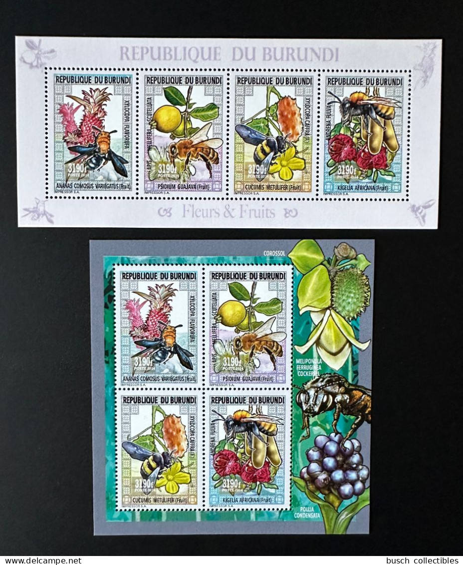 Burundi 2014 / 2015 Mi. 3553 - 3556 Fleurs Fruits Blumen Flowers Früchte Abeille Biene Bee - Other & Unclassified