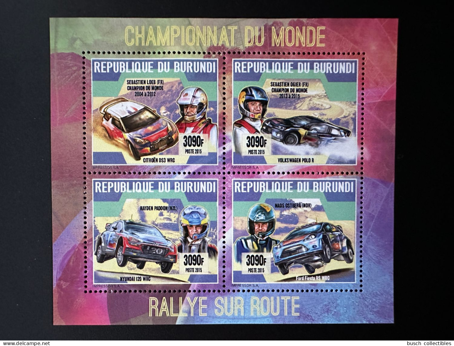 Burundi 2015 / 2016 Mi. 3587 - 3590 Rallye Route Sebastien Loeb Ogier Paddon Ostberg Ford Volkswagen Citroën Hyundai Car - Unused Stamps