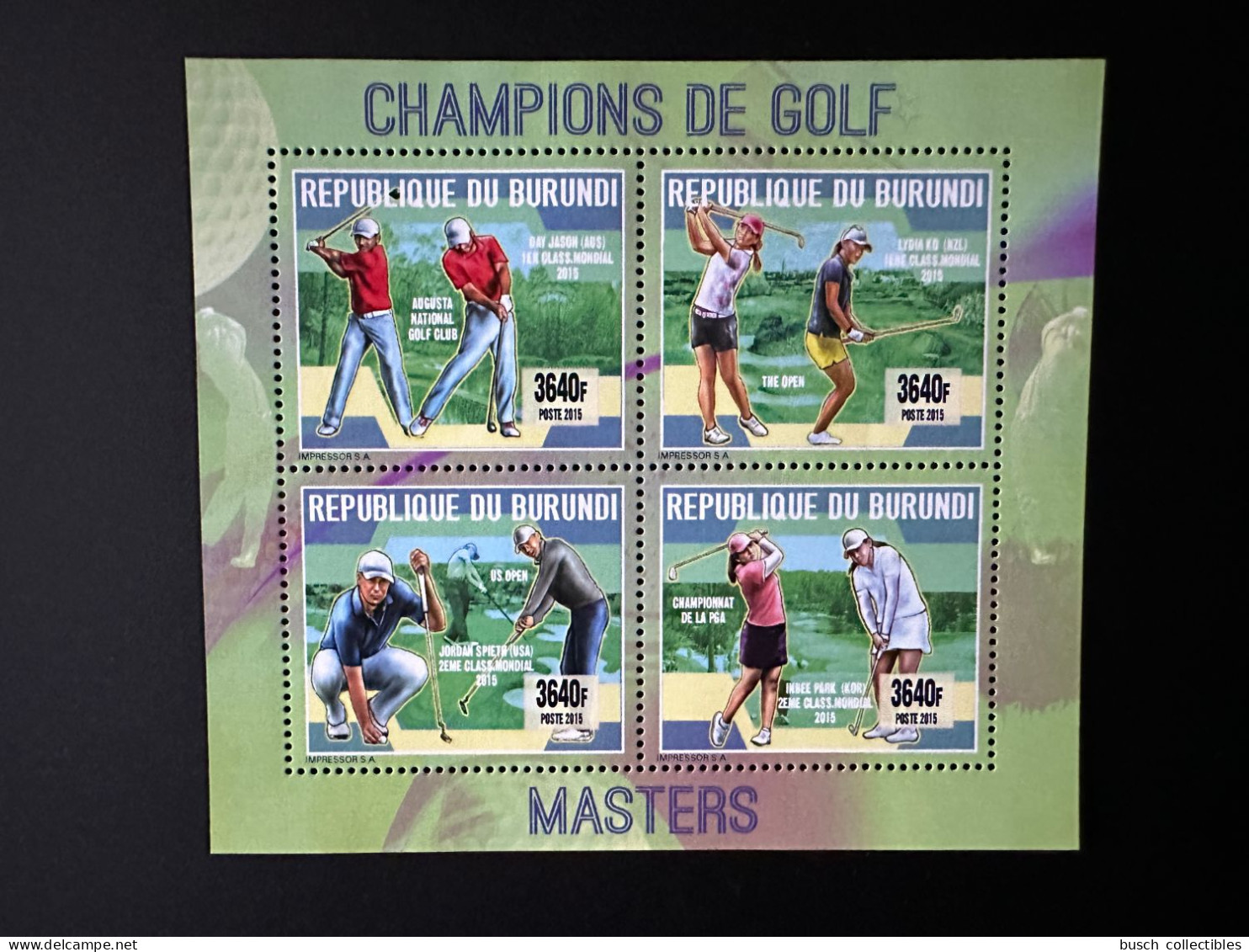 Burundi 2015 / 2016 Mi. 3602 - 3605 Champions De Gold Masters US Open - Neufs