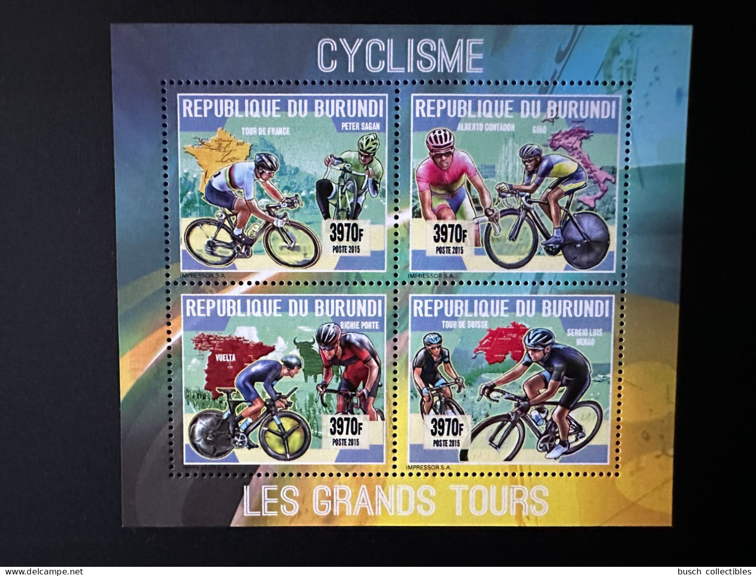 Burundi 2015 / 2016 Mi. 3615 - 3618 Cyclisme Cycling Radfahren Fahrrad Vélo Bicycle Tour France Suisse Contador Vuelta - Cycling