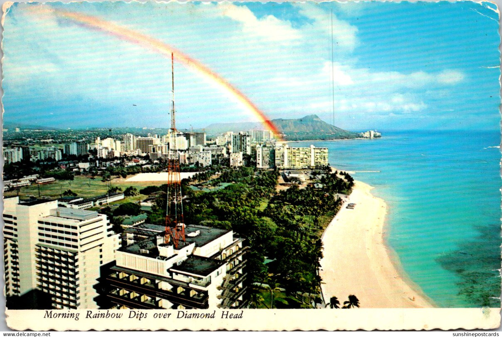 Hawaii Waikiki Morning Rainbow Over Diamond Head - Oahu