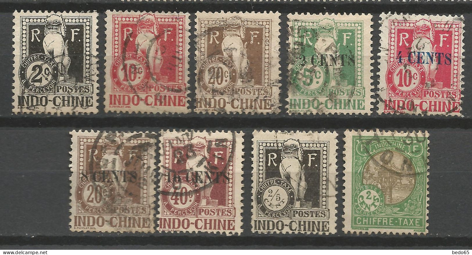 LOT TAXE D'INDOCHINE OBL - Timbres-taxe