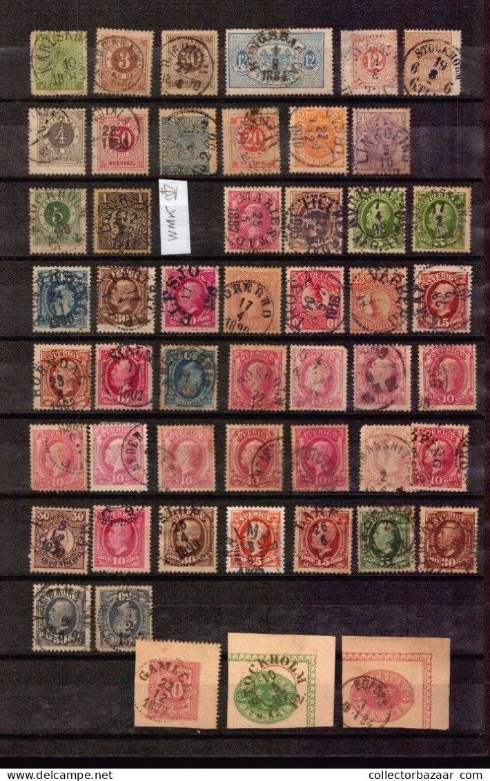 SWEDEN SVERIGE 3 IMAGES PICS USED STAMPS SON CANCEL PRAKT VARIETIES WMK DIE ETC - Sammlungen