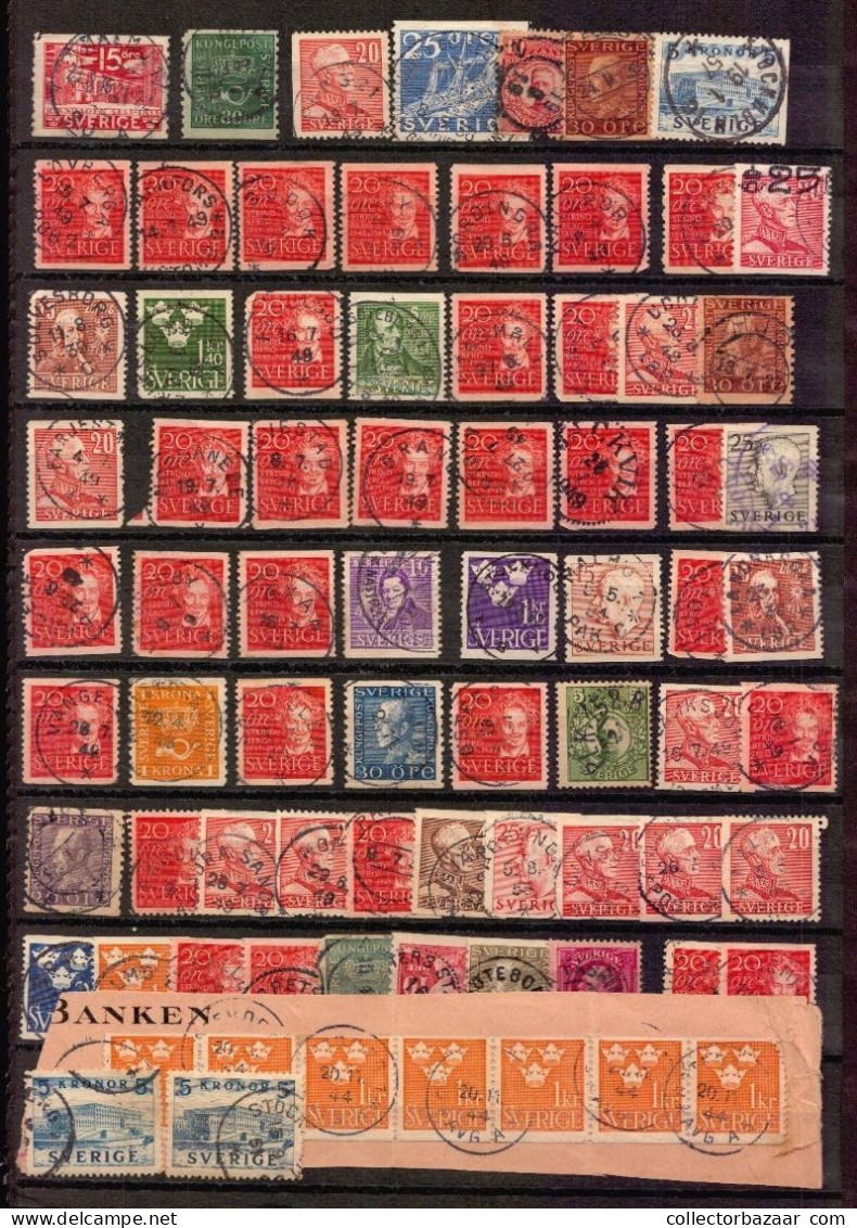 SWEDEN SVERIGE 3 IMAGES PICS USED STAMPS SON CANCEL PRAKT VARIETIES WMK DIE ETC - Colecciones