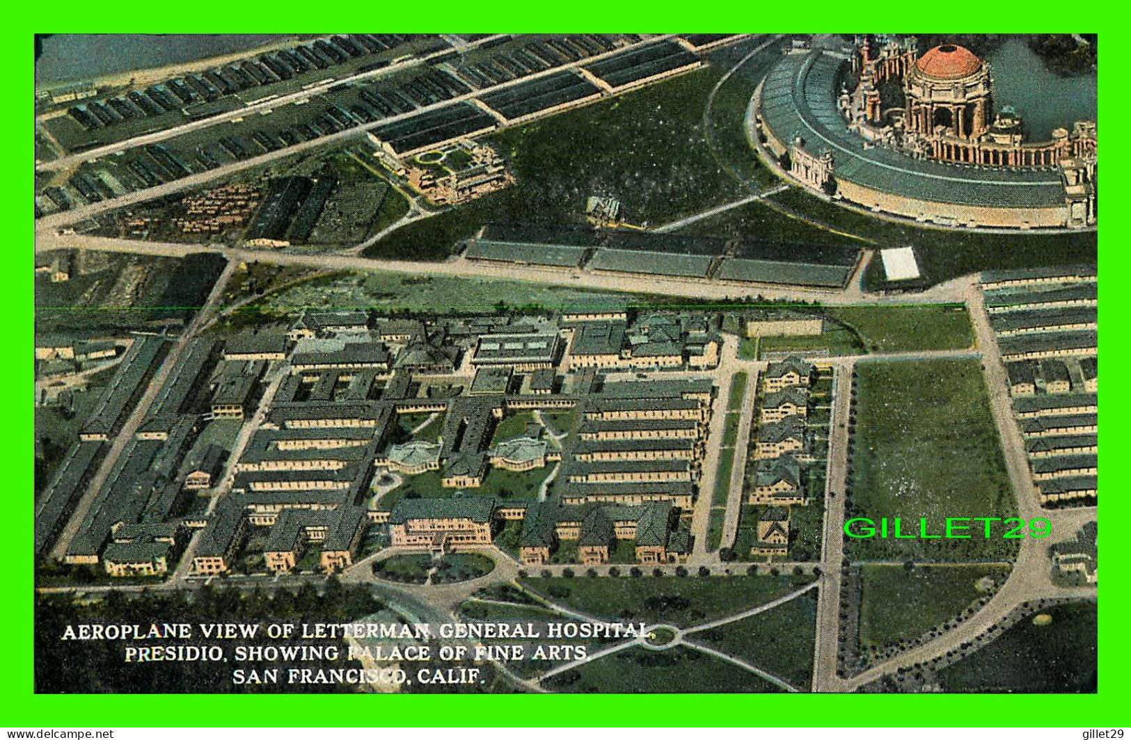 SAN FRANCISCO, CA  - AEROPLANE VIEW OF LETTERMAN GENERAL HOSPITAL - PRESIDIO, SHOWING PALACE OF FINE ARTS - - San Francisco