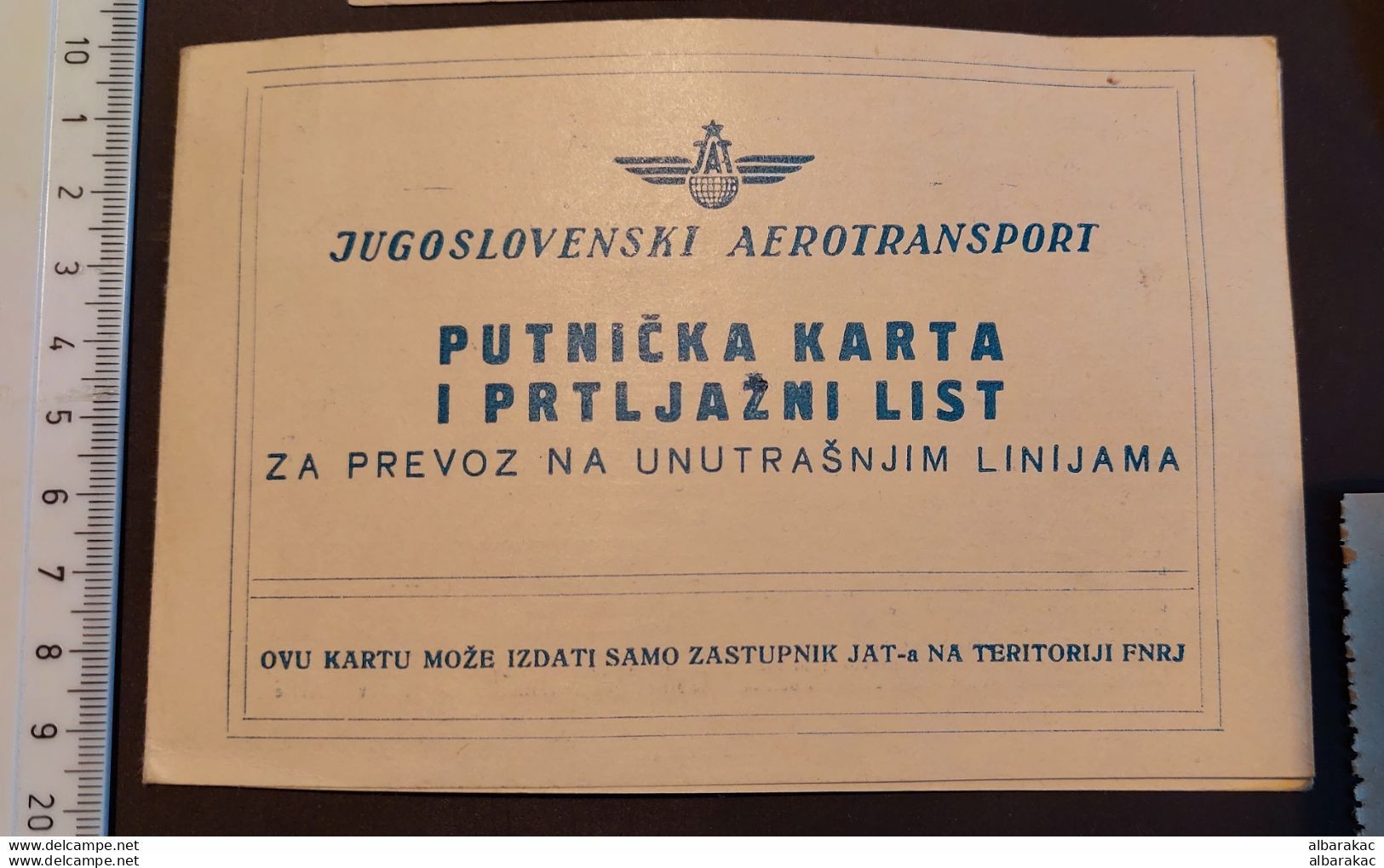 FNR Yugoslavia 1960 - Air JAT Travel Ticket And Luggage Certificate , Boarding Pass , Airport BUS Ticket - Biglietti