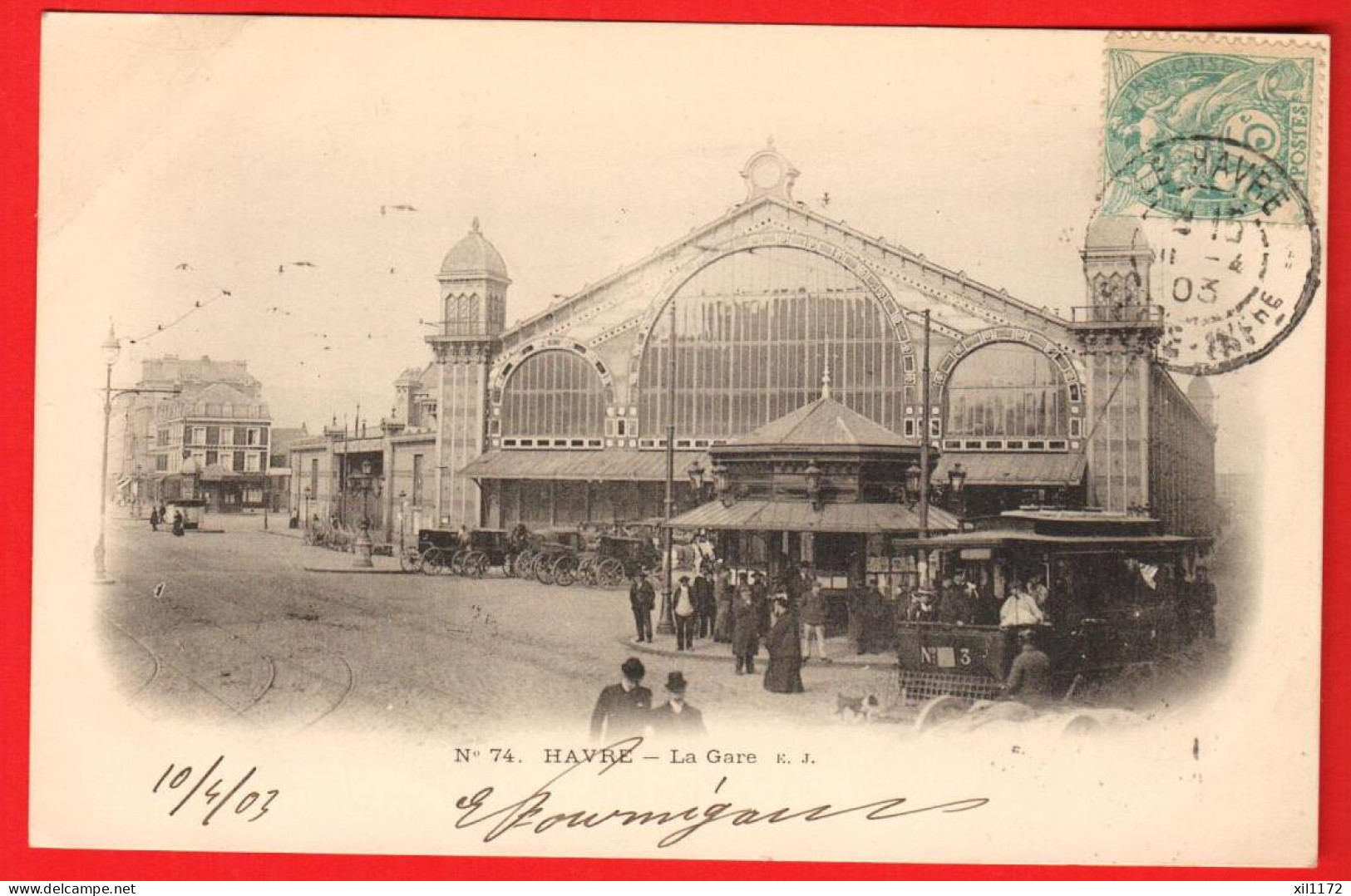 ZWT-05  Le Havre  Le Bâtiment De La GARE. ANIME. Cachet Frontal 1905 Dos Simple, Circ. 1903 - Gare