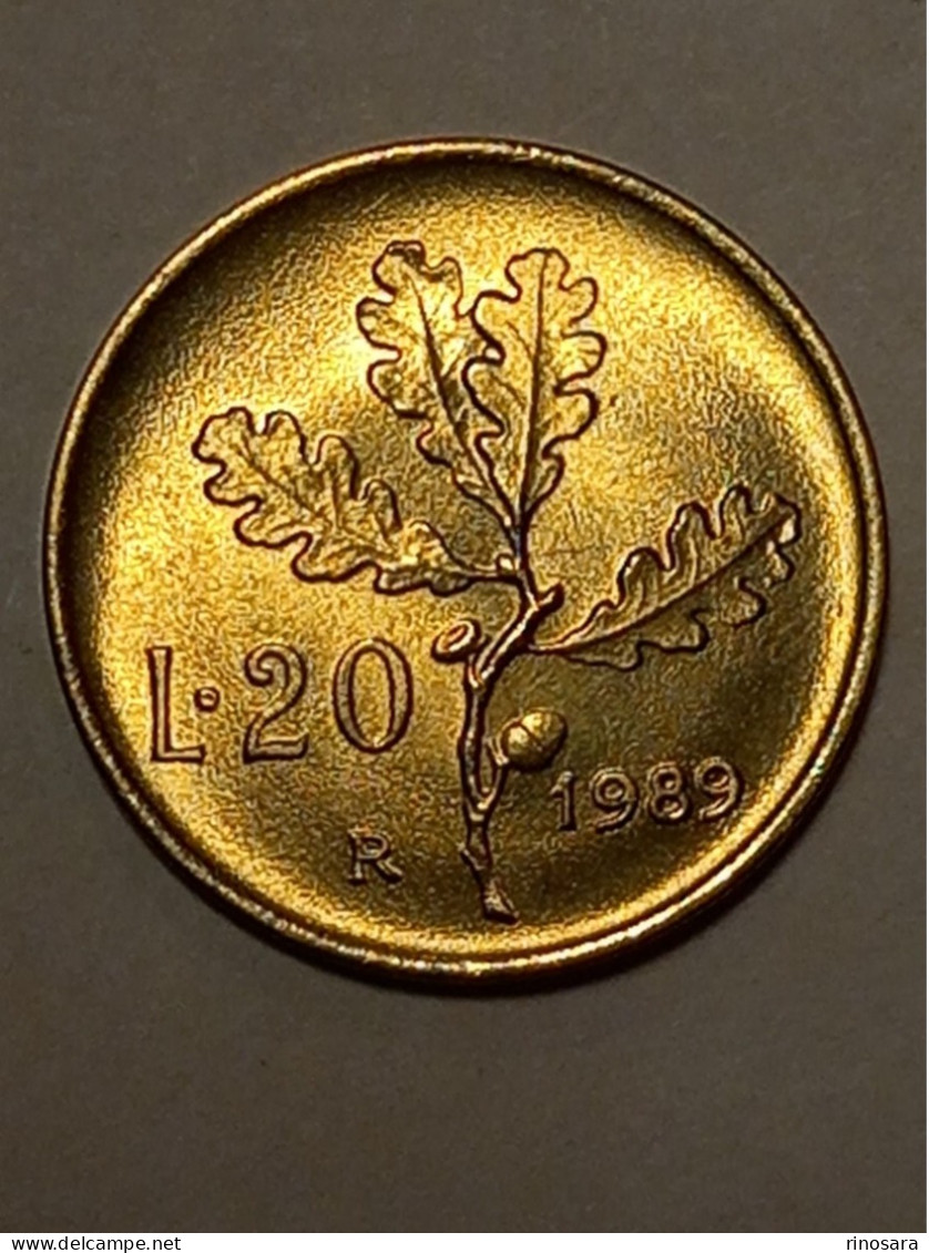 Errore Di Conio 20 Lire 1989 Repubblica Italiana - Errores Y Curiosidades