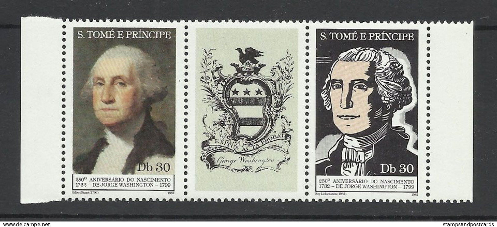 Sao Tome Et Principe 1982 George Washington Peintures Roy Lichtenstein Et Gilbert Stuart ** St Thomas And Principe ** - George Washington