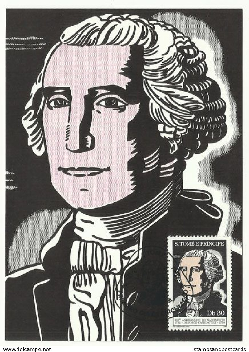 Sao Tome Et Principe Carte Maximum 1982 George Washington Peinture De Roy  Lichtenstein St Thomas And Principe Maxicard - George Washington