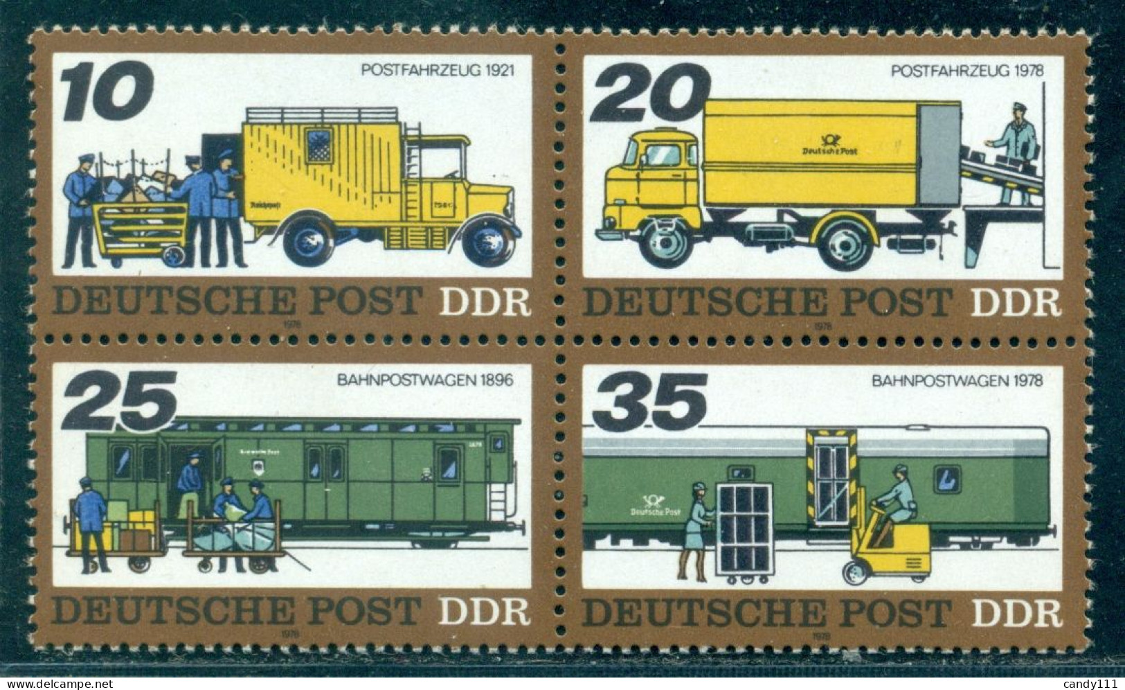 1978 Postal Transportation History,Postal Truck,Postal Train Wagon,DDR,2299,MNH - Trucks