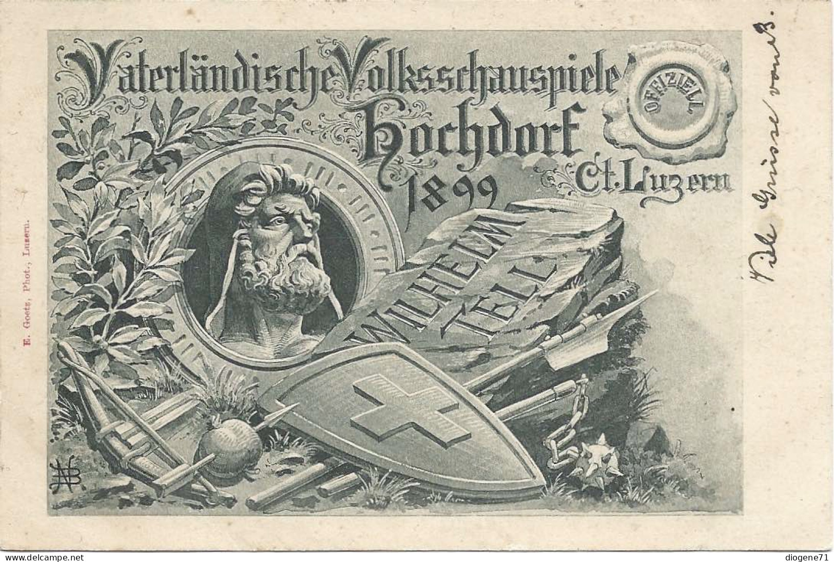 Vaterländische Volksschauspiele Hochdorf 1899 Luzern Selten Stabstempel - Hochdorf