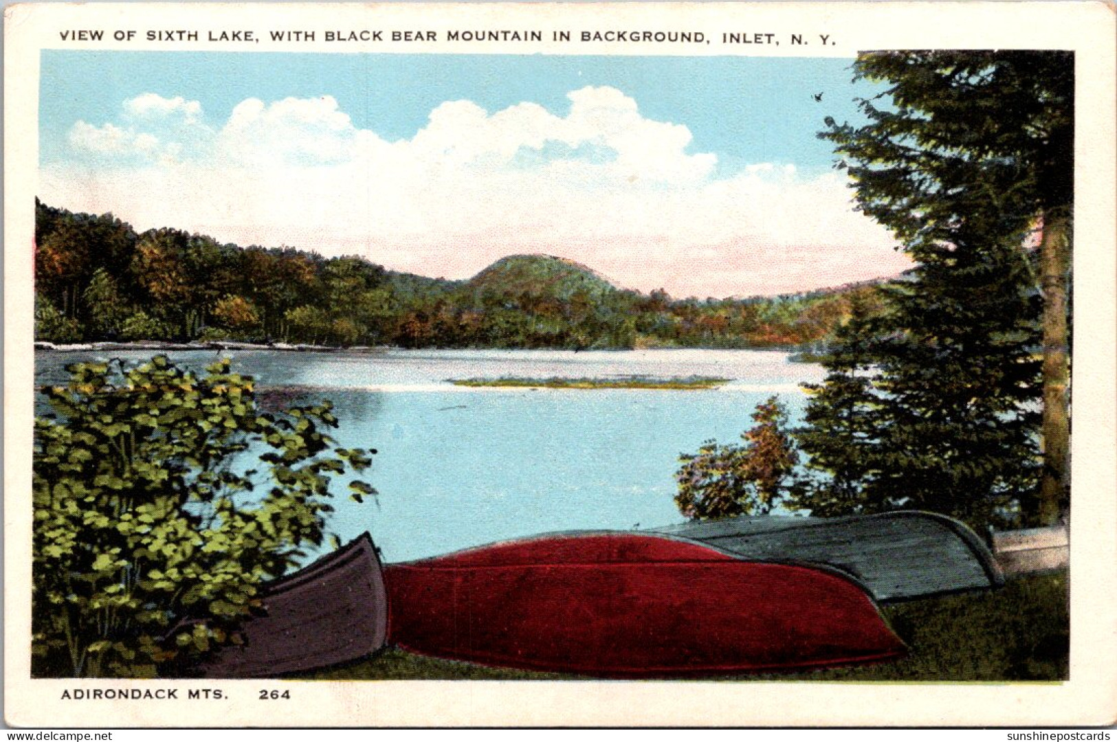 New York Adirondacks View Of Sixth Lake With Black Bear Mountain In Background - Adirondack