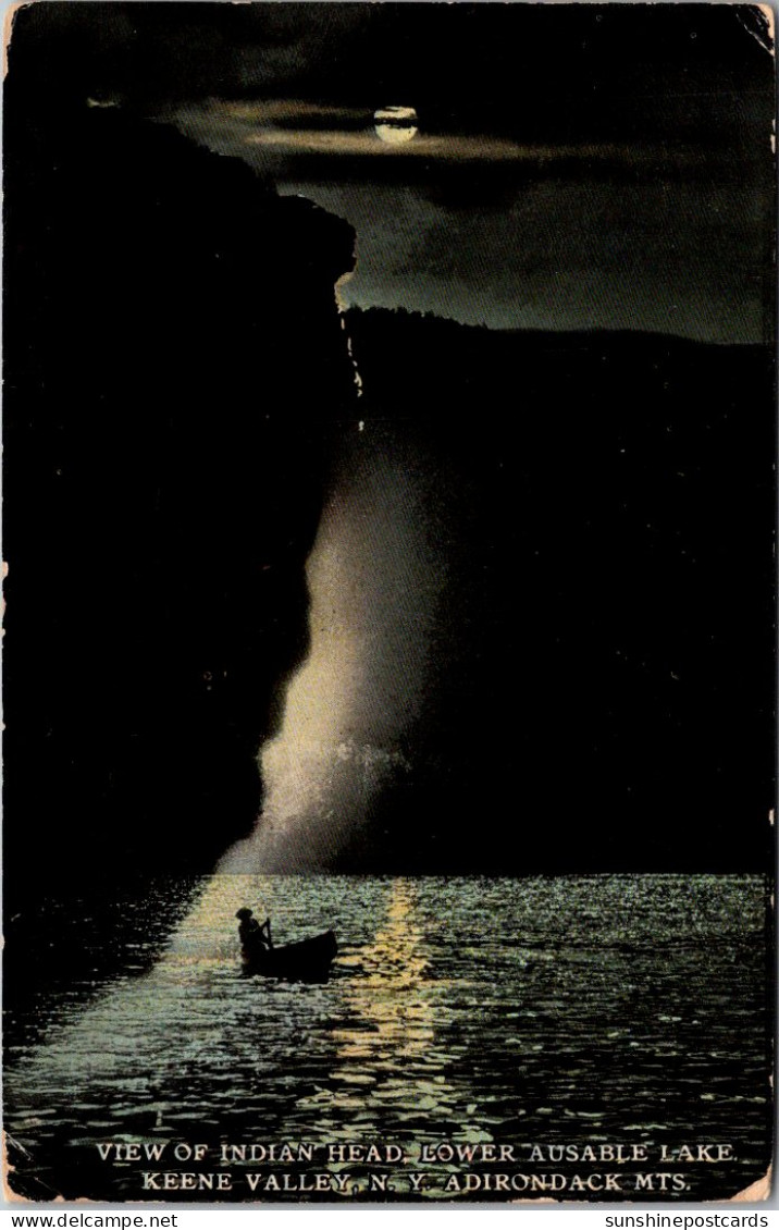 New York Adirondacks Keene Valley View Of Indian Head At Night Lower Ausable Lake 1911 - Adirondack